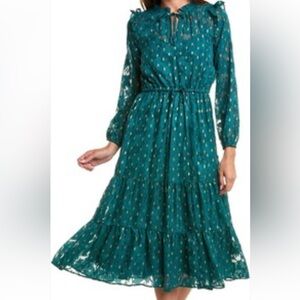 Green tie front dress